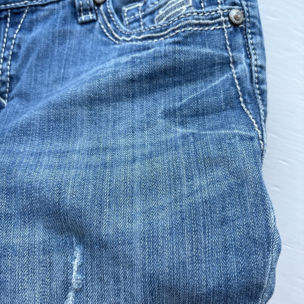 Harley Davidson Bootcut Womens 10 Jeans Y2K Blue Distressed Embellished Biker - Picture 8 of 11